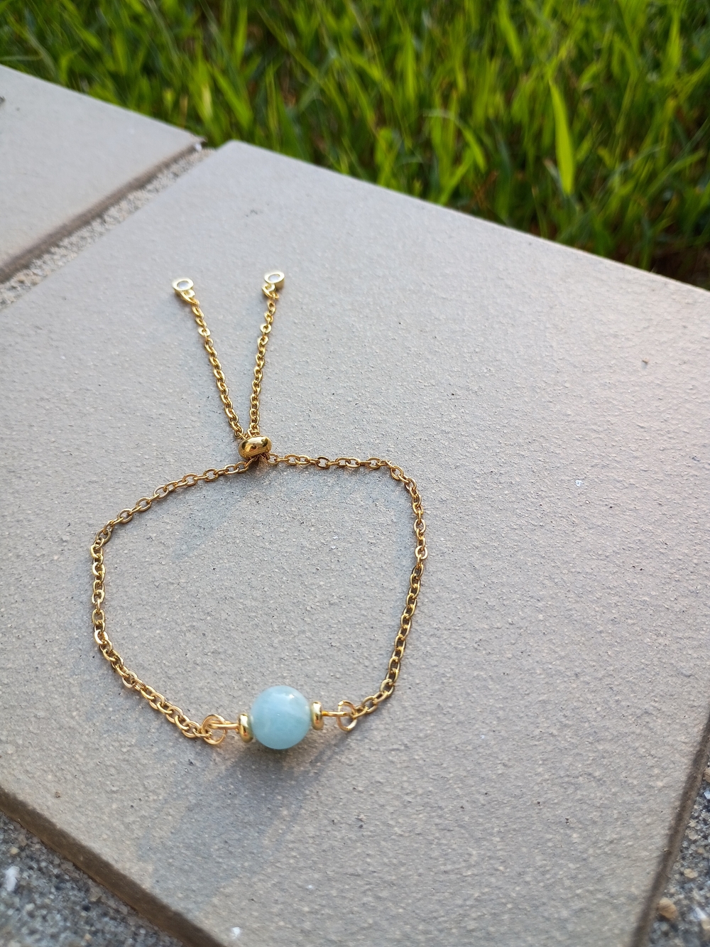 Minimalist Aquamarine Stainless Steel Bracelet